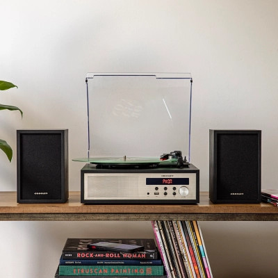 Crosley Sloane Record Player With Speakers, Black | Ashley Homestore