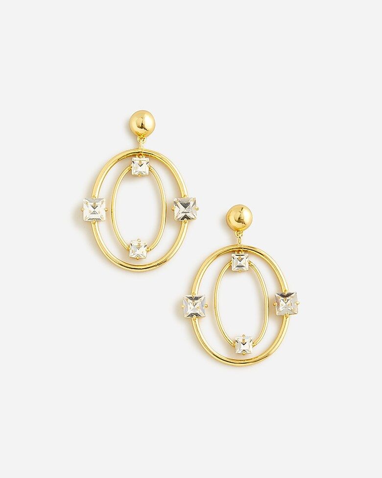 Layered oval hoops with crystals | J.Crew US
