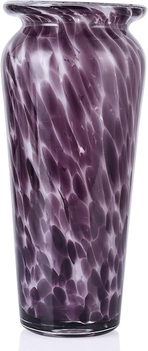 Blown Glass Purple vase, Purple Home Decorations, Modern Art Wide Mouth vase for Living Room Dini... | Amazon (US)