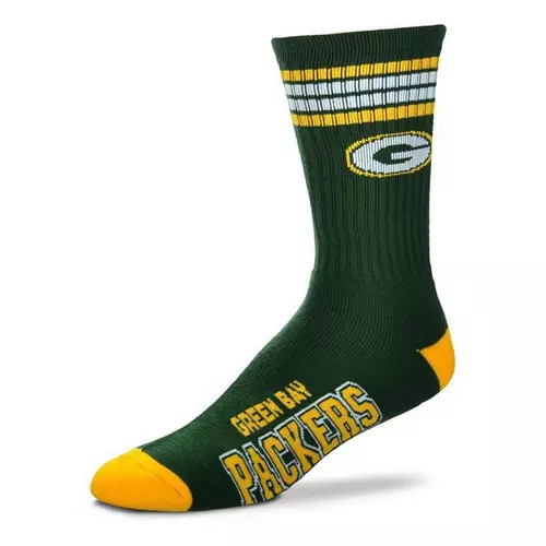 For Bare Feet Green Bay Packers 4 Stripe Deuce Crew Socks | Scheels Sports