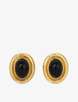 Prize 18ct yellow gold-plated brass and enamel earrings | Selfridges