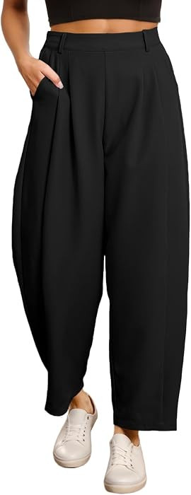 EVALESS Womens Wide Leg Barrel Pants with Pockets | Amazon (US)