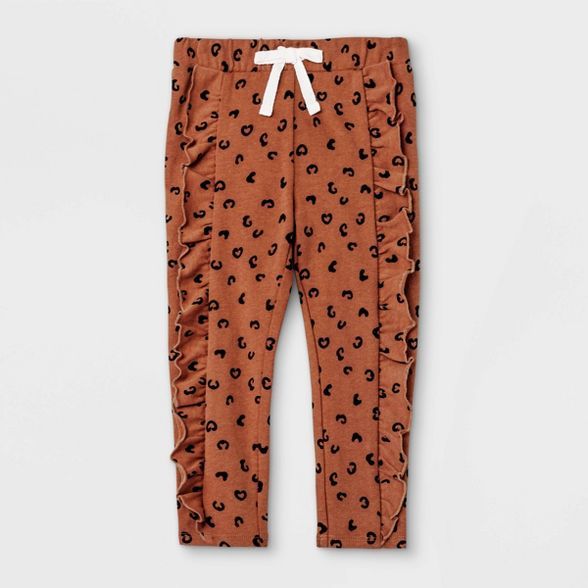 Grayson Mini Toddler Girls' Heart French Terry Jogger Pants - Brown | Target