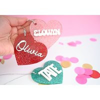 Valentine's Day Glitter Heart Tags/Personalized Gift Bag Valentine Tag Name Ornament | Etsy (US)