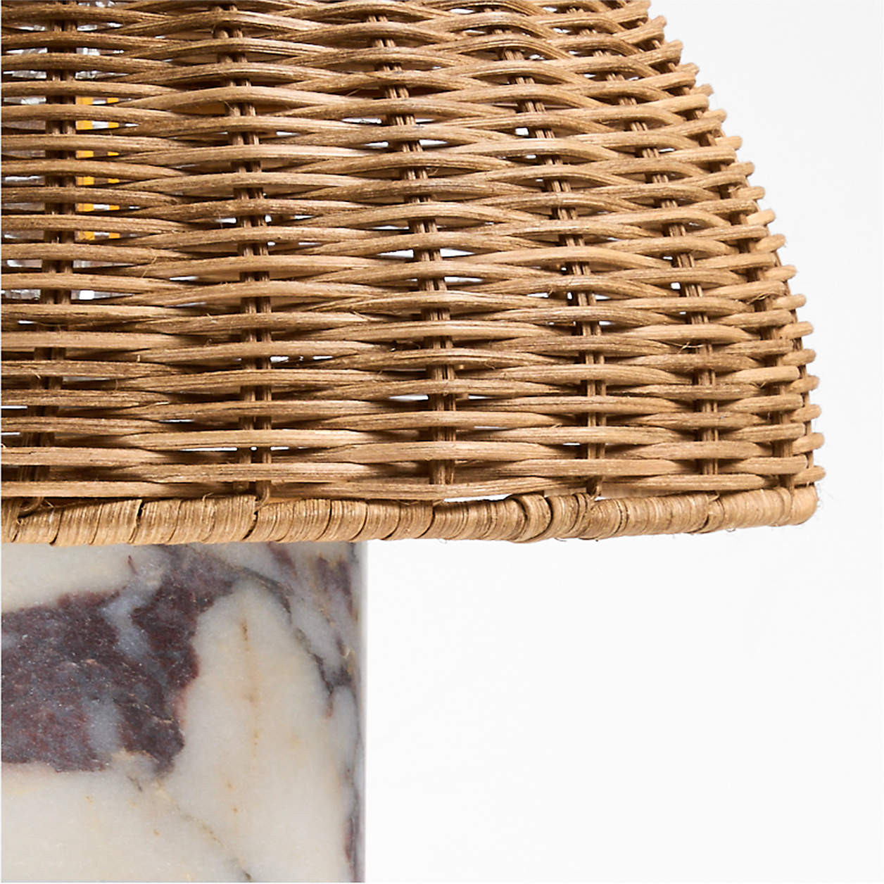 Seine Calacatta White Marble Mini Table Lamp with Rattan Shade 13", Set of 2 + Reviews | Crate & ... | Crate & Barrel