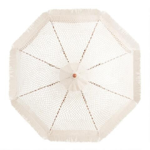 Natural Macrame 9 Ft Replacement Umbrella Canopy with Fringe | World Market