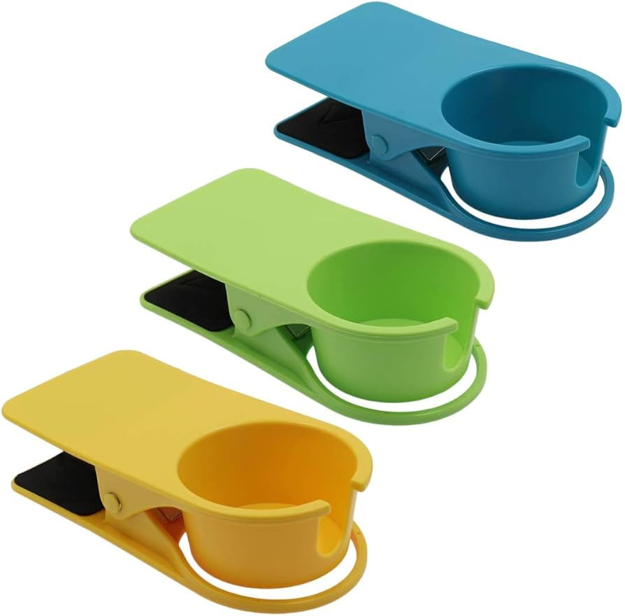 3Pcs Drinking Cup Holder Clip, Desk Drink Holder Clip Adirondack Chair Cup Holder with Clip Cup C... | Amazon (US)
