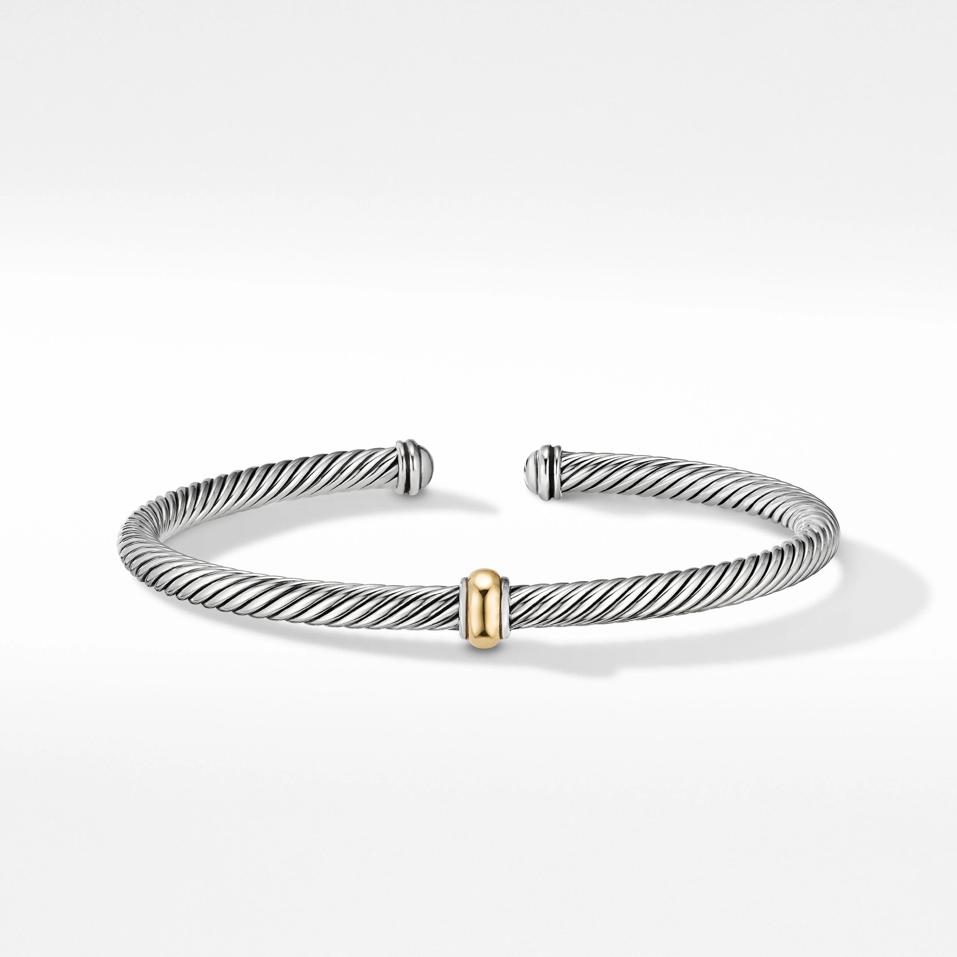Cable Classics Center Station Bracelet in Sterling Silver with 18K Yellow Gold | David Yurman