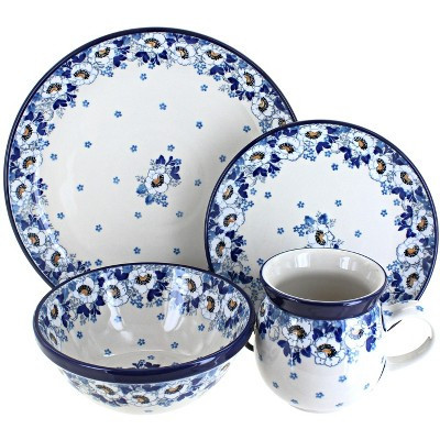 Blue Rose Polish Pottery Georgia Blue 16 Piece Dinner Set | Target