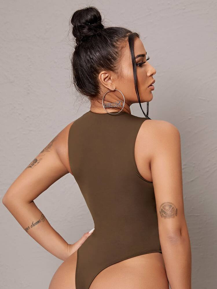 SHEIN Solid Form Fitting Bodysuit | SHEIN