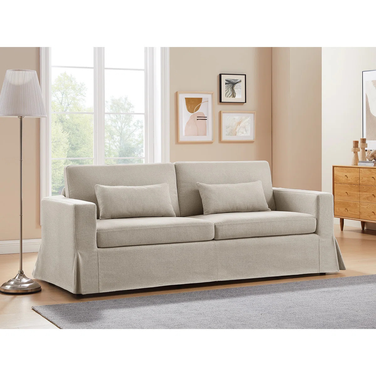 MINIMORE Modern Style 83.9"W Brenda 3Seater Sofa With Slipcover | Wayfair North America
