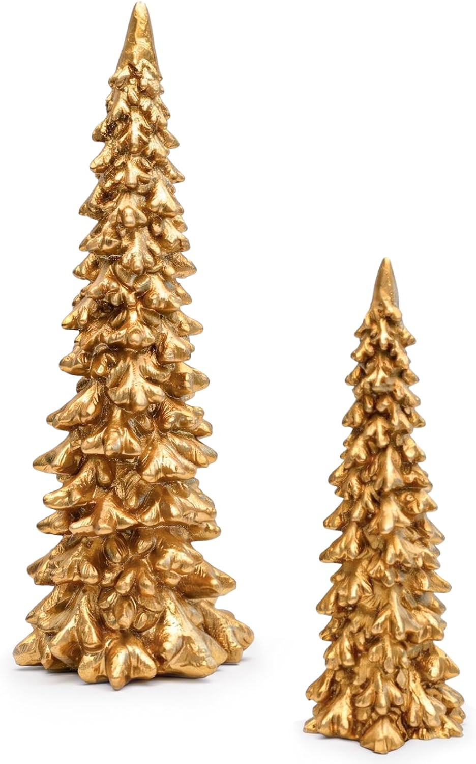 2pcs Gold Christmas Tree Figurines Tiered Resin Tabletop Decor | Amazon (US)