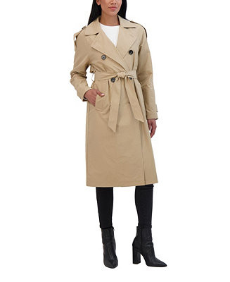 Women's Belted Double Breasted Long Trench Coat | Macy's