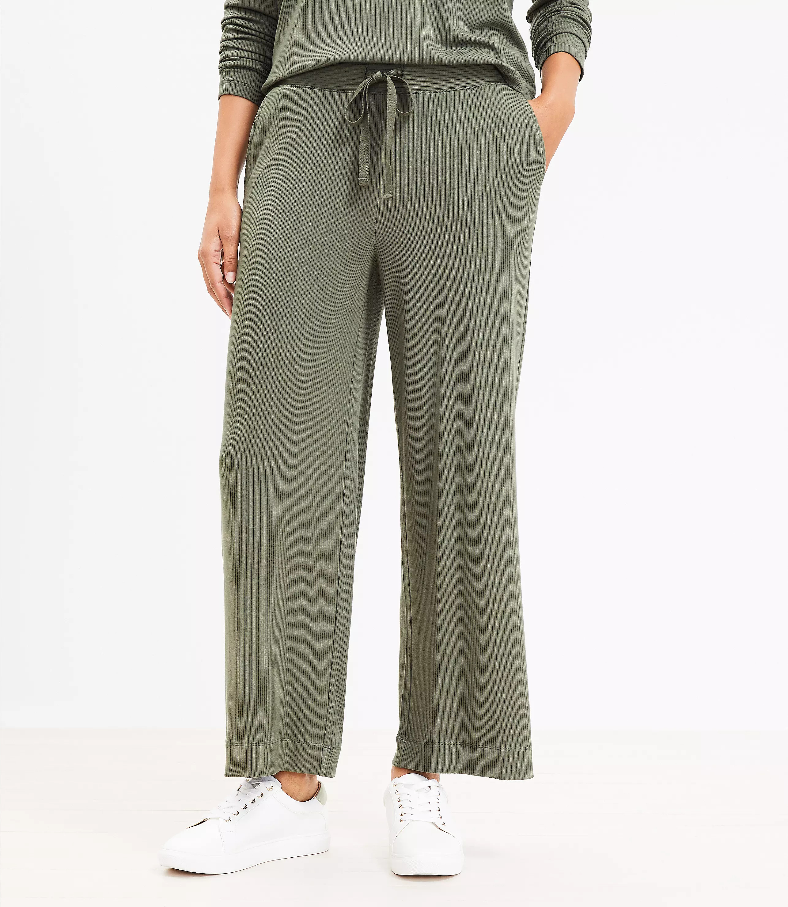 Lou & Grey Ribbed Wide Leg Pants | LOFT
