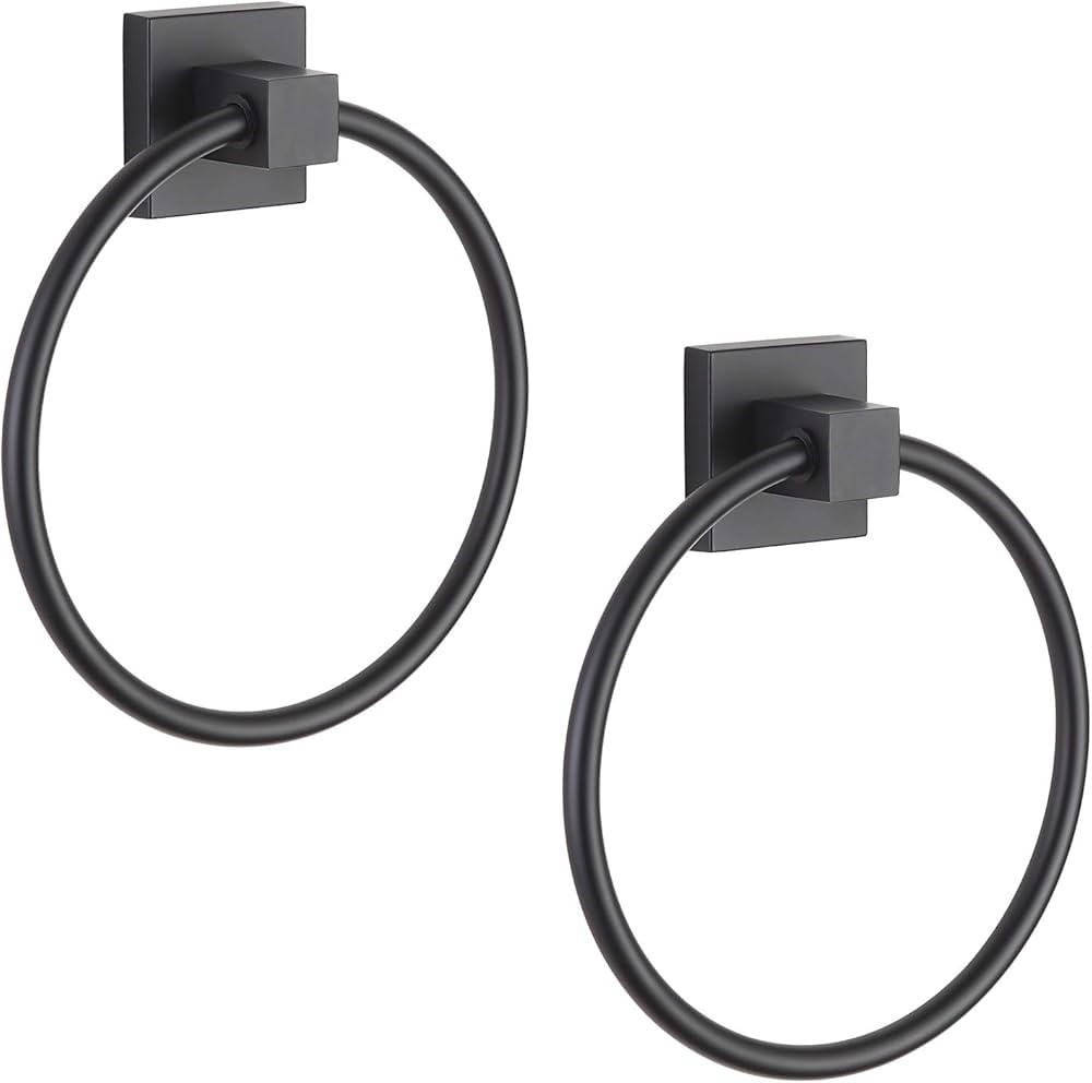 BVL Towel Ring Black, Hand Towel Holder Ring Hanger for Bathroom Kitchen ,Metal Round Towel Holde... | Amazon (US)