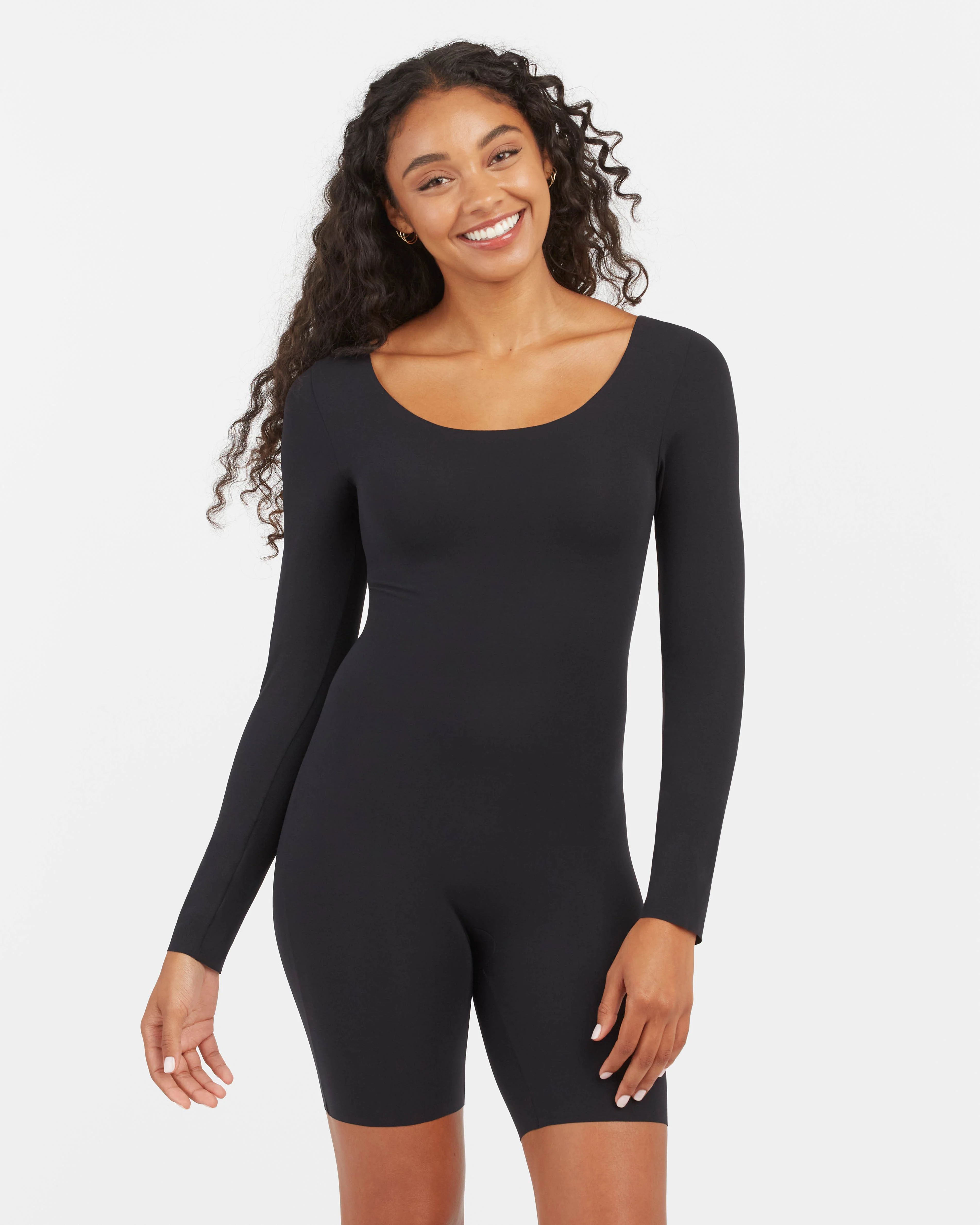 Luxe Essentials Long Sleeve Mid-Thigh Bodysuit | Spanx