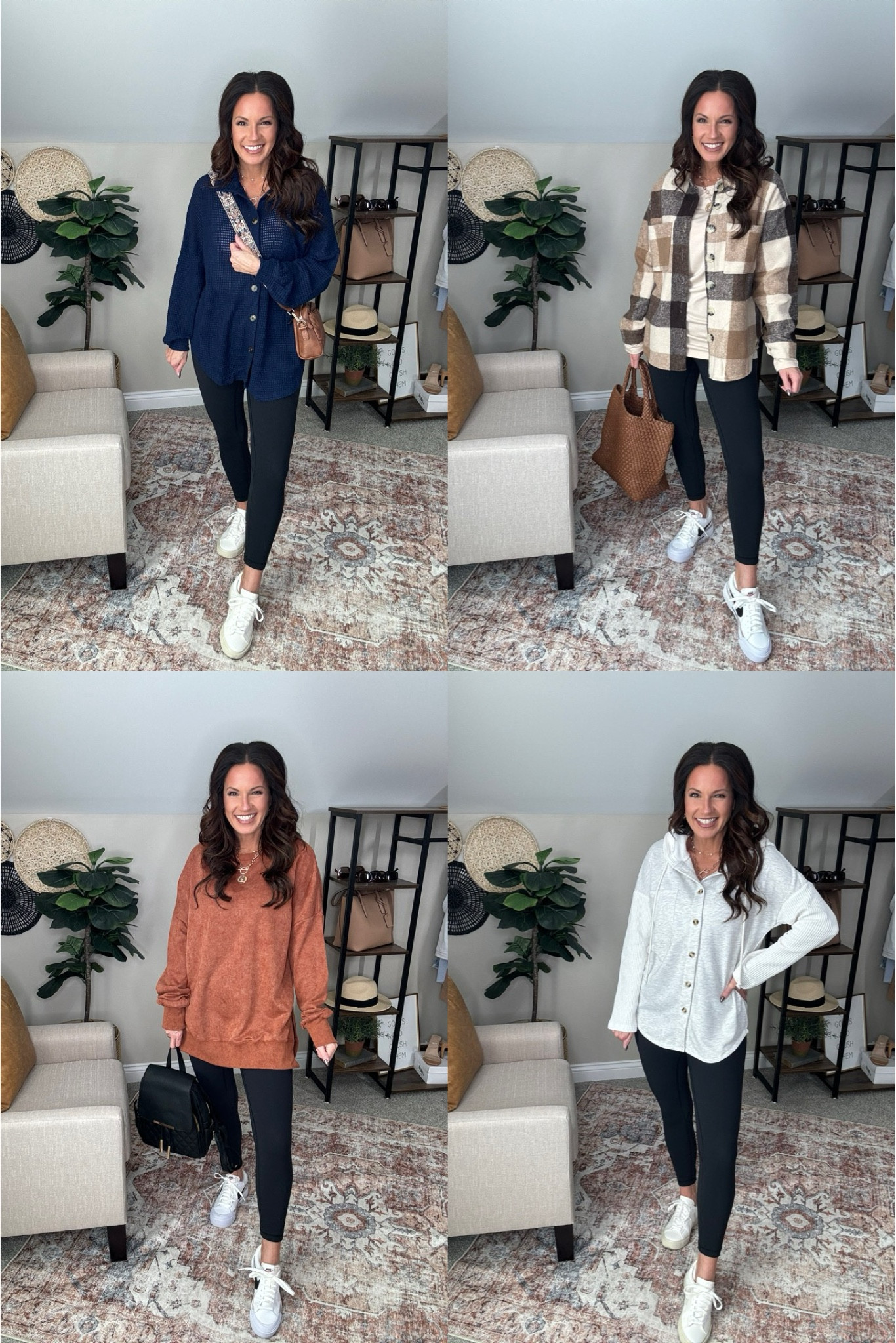 Perfect tops for leggings or jeans! 

5'3/129lbs/34D-wearing a small in leggings // small in blue top // small in orange top // small in white top-could size up if prefer // small in flannel-could size up if prefer // size down in Veja sneakers

#LTKStyleTip #LTKSaleAlert #LTKFindsUnder50