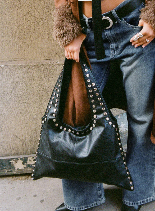 Tell The Truth Studded Bag Black / Silver | Princess Polly US