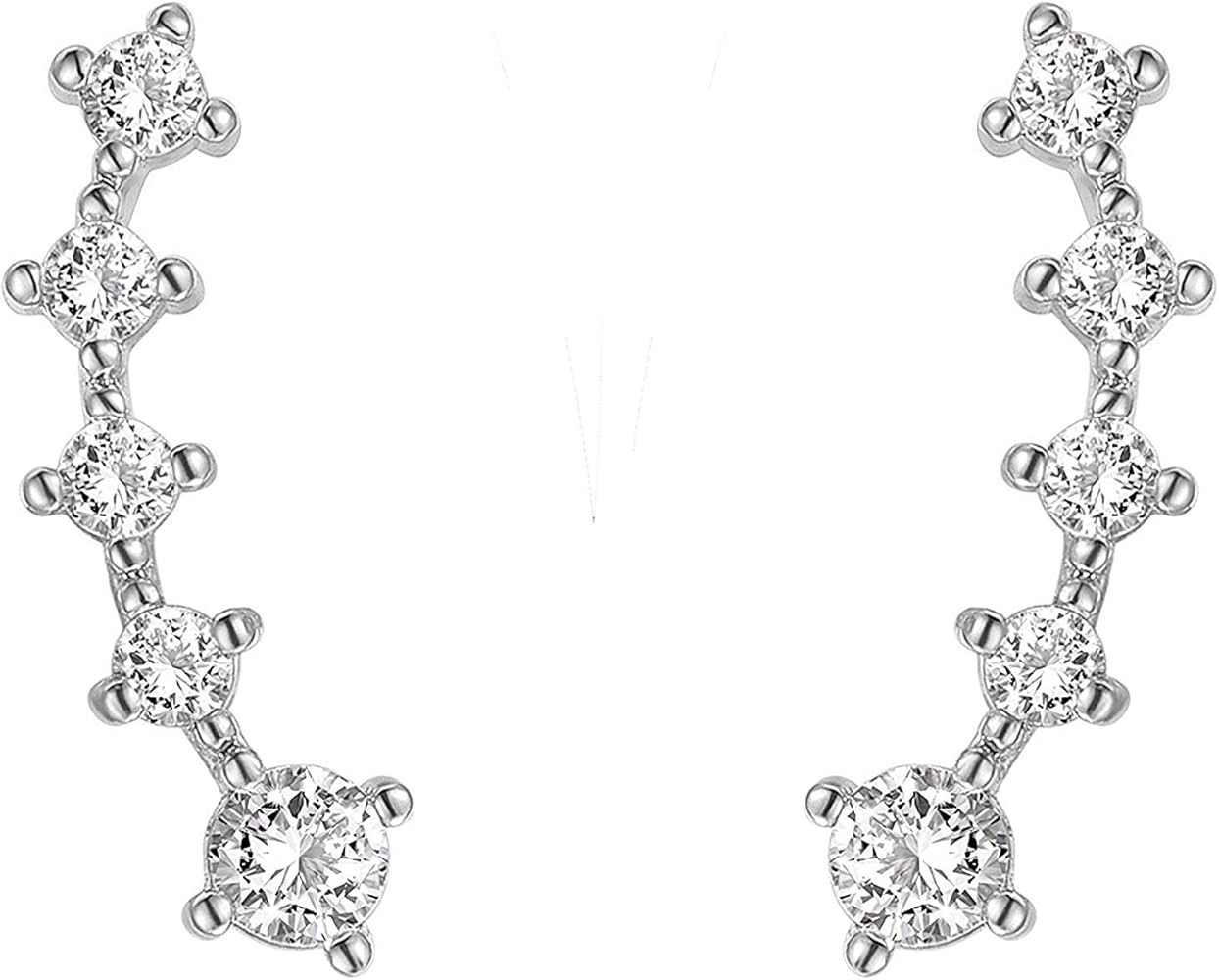 FREE Pearl Earrings With 14K Gold Plated Sterling Silver Post Crawler Earring Cuff Climber Earrin... | Amazon (US)