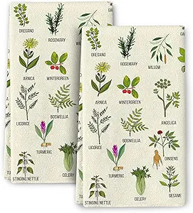 Cute Herbs Botanic Garden Plants Kitchen Dish Towels Set of 2, Ultra Soft Absorbent Hand Drying B... | Amazon (US)