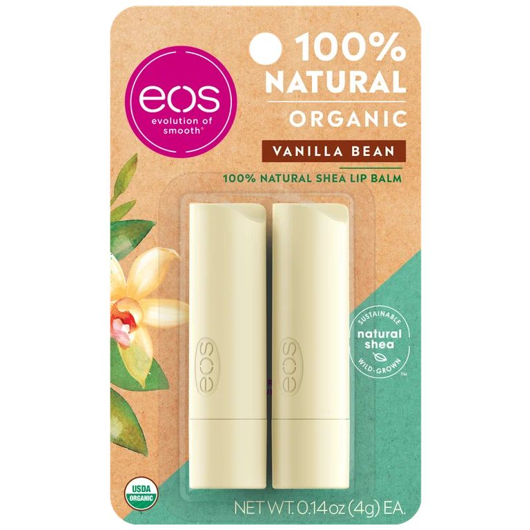 eos 100% Natural & Organic Lip Balm Stick - Vanilla Bean | 0.14 oz | 2 count - Walmart.com | Walmart (US)