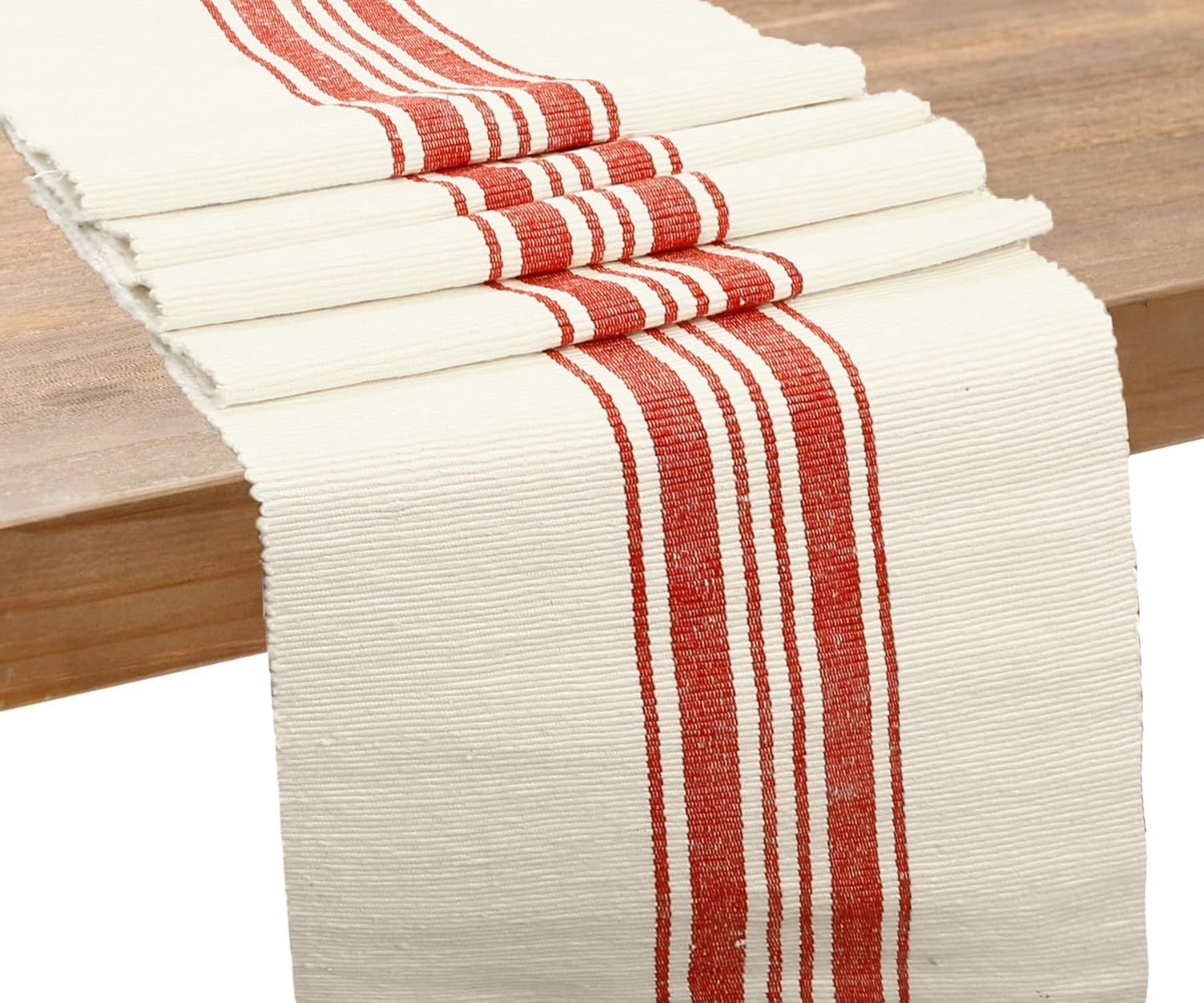 Farmhouse Table Runner - Red Cotton Table Runners - Cotton Linen Table Runner - Middle Striped Ta... | Amazon (US)