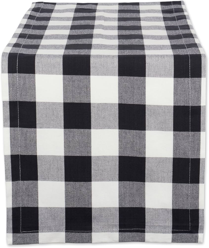 DII Buffalo Check Collection, Classic Farmhouse Table Runner, 14x72, Black & White | Amazon (US)