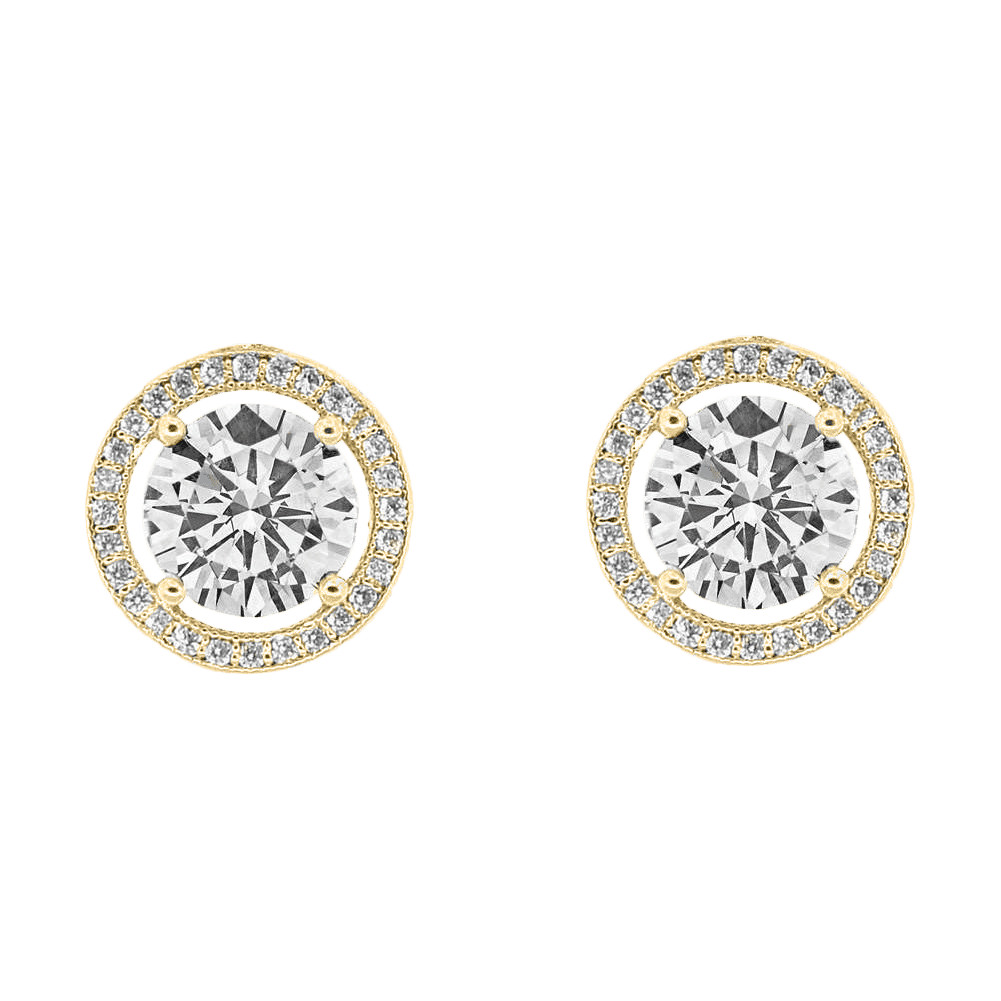 Cate & Chloe Ariel 18k Yellow Gold Plated Halo Stud Earrings with Simulated Diamond Crystals for ... | Walmart (US)