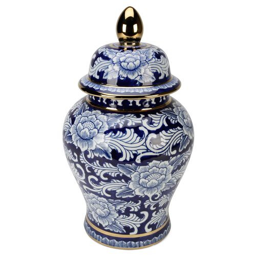18" Granada Tall Ginger Jar, Blue/White | One Kings Lane