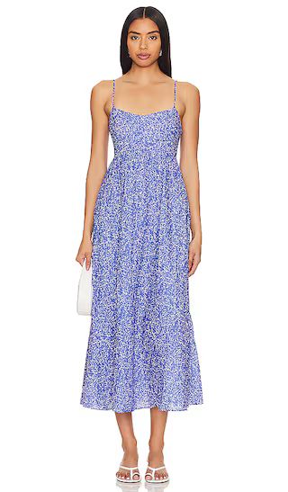 Milika Midi Dress in Blue Garden | Blue Midi Dress Blue Summer Dress Midi Floral Dress Midi Dresses | Revolve Clothing (Global)