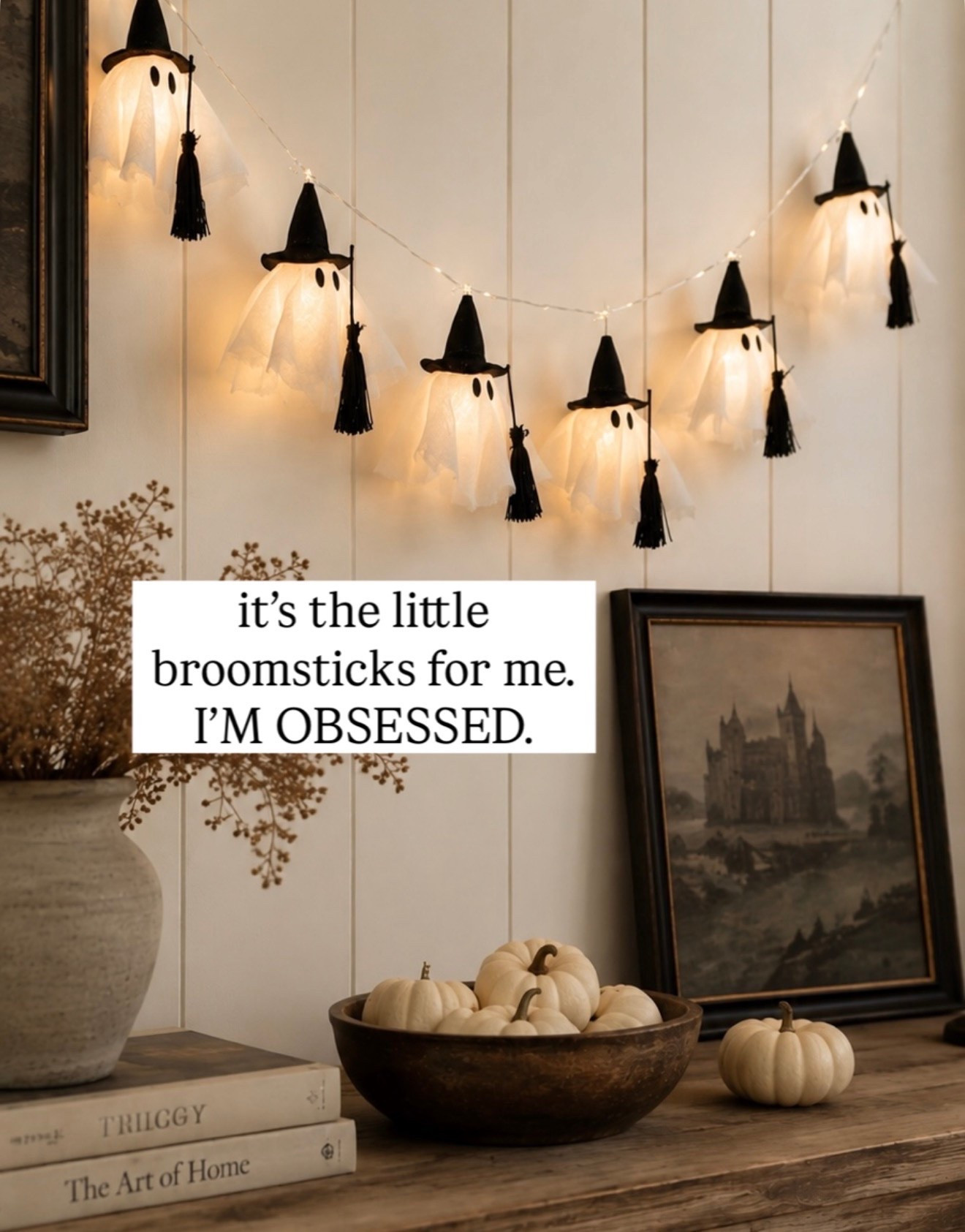 OK, this new ghost Garland from pottery barn is absolutely adorable with the little broomstick Halloween decor fall decor

#LTKSaleAlert #LTKHome