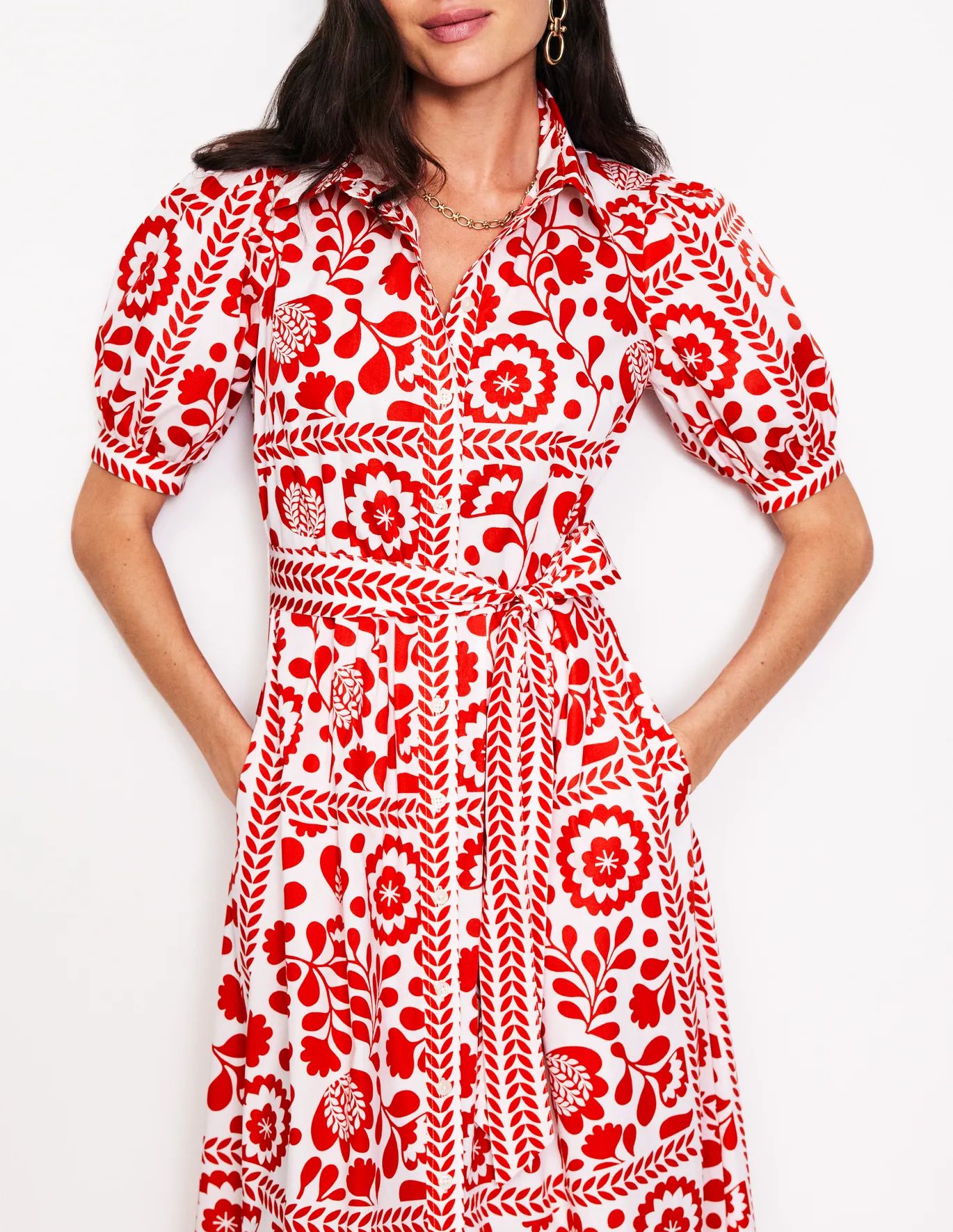 Alexa Maxi Shirt Dress - Rouge, Vine Tile | Boden US | Boden (US)