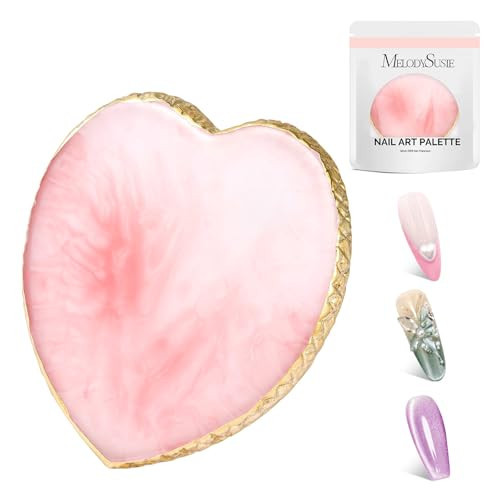 MelodySusie 1PC Heart Shape Resin Nail Art Palette, Professional Color Mixing Board for Gel Polish, Acrylics, Pigment Blending, Salon and DIY Makeup Artist Tool, Pink | Amazon (US)