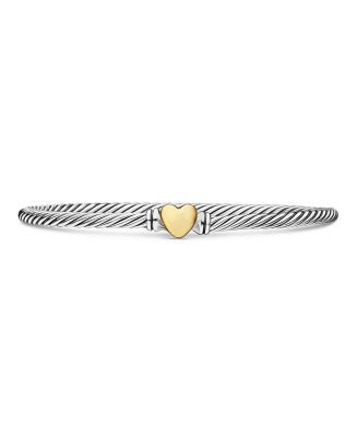 Cable Collectibles® Heart Bracelet in Sterling Silver with 18K Yellow Gold, 3mm | Bloomingdale's (US)