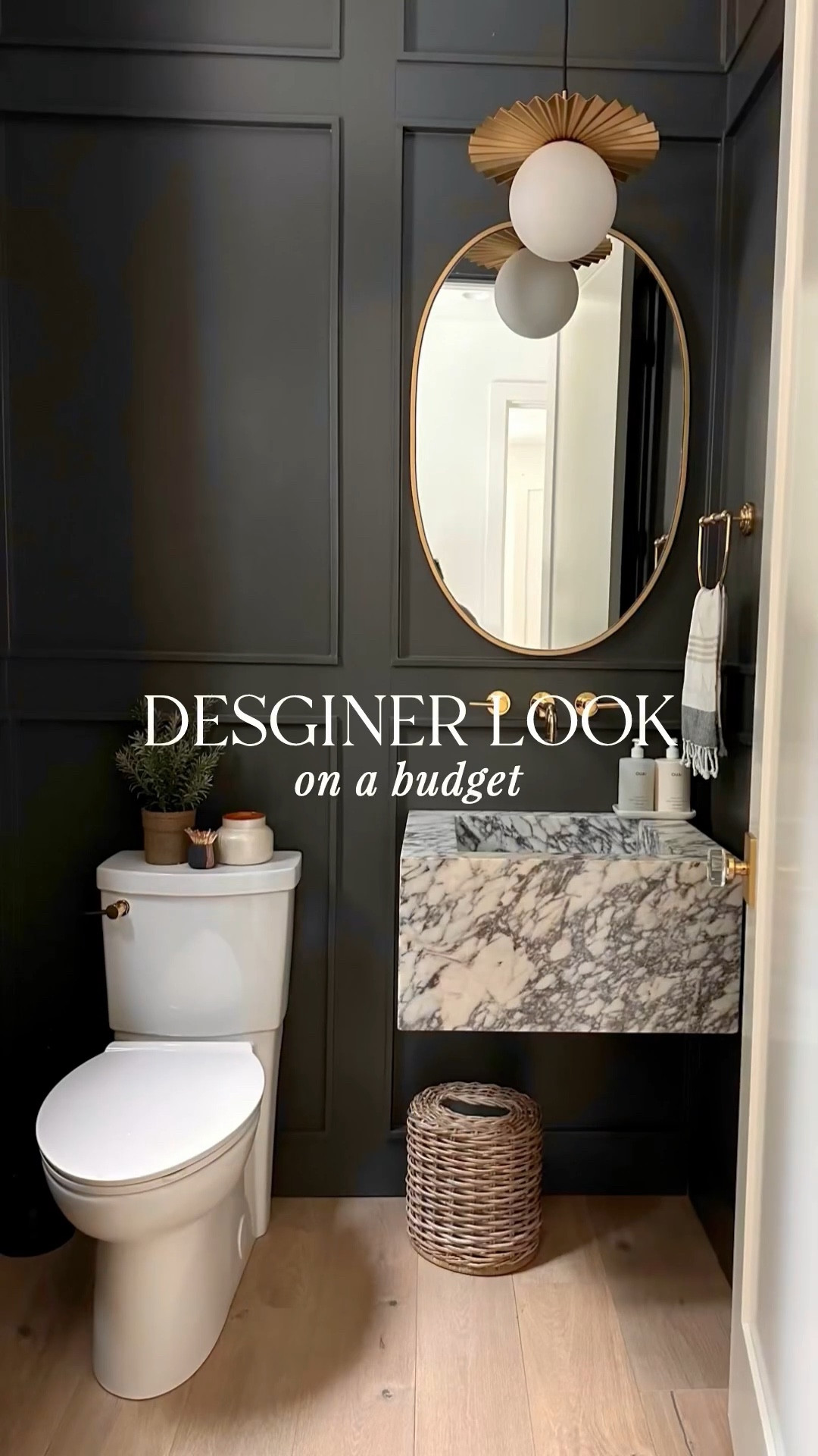 DESIGNER POWDER ROOM ON A BUDGET

I found this stunning marble sink on Etsy for a fraction of the price, sourced from Turkey—proof that you can get a high-end look on a budget! ✨

MARBLE SINK – Local options were $$$, so I took a chance on Etsy and found custom sinks from Turkey for under $1,500, including shipping! The seller even sent pics & videos before shipping. Highly recommend!

PAINT – We used Sherwin Williams Iron Ore (Semi-Gloss) for the perfect moody vibe. Pro tip: Use peel-and-stick paint sheets before committing!

WALL PANELING – The most expensive part of the room at $5,000 (carpenter + materials). Want to DIY? Etsy has amazing wall paneling kits!

#NewHomeBuild #BathroomDesigns #BathroomDecor #MoodyBathroom #EtsyFinds #HomeOnABudget #AmberInteriors #DesignerLook #MarbleSink #SherwinWilliamsPaint