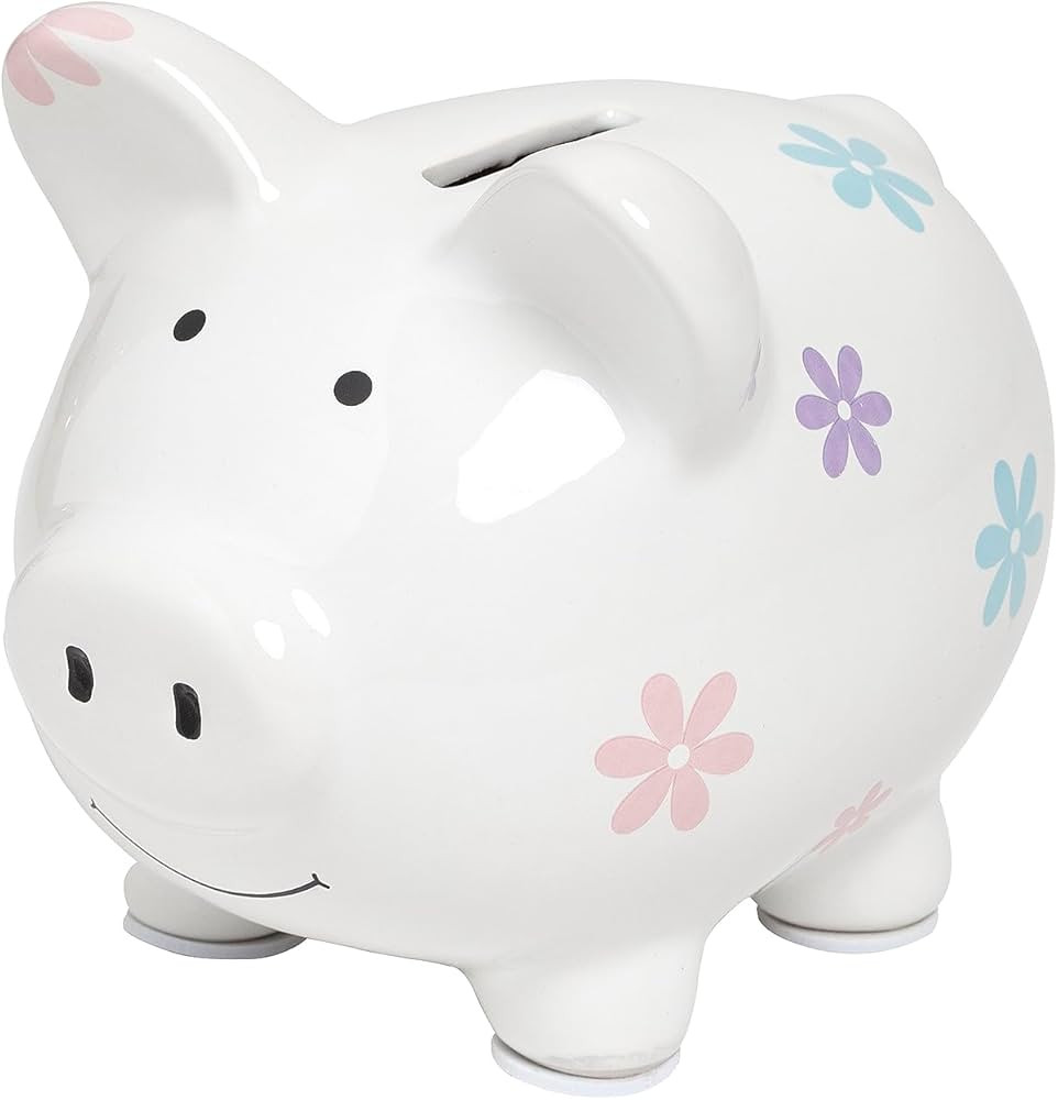 Kate & Milo Mini Floral Piggy Bank, Newborn Keepsake Gift, Ceramic Money Bank for Kids, Baby Girl... | Amazon (US)