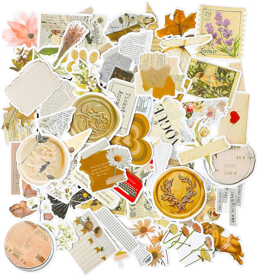 Amaxiu 60PCS Flower Butterfly Stickers, Vintage Vinyl Waterproof Aesthetic Decals Scrapbook Sticker DIY Decorative Stickers for Water Bottle Laptop Phone Luggage Skateboard(B Style) | Amazon (UK)