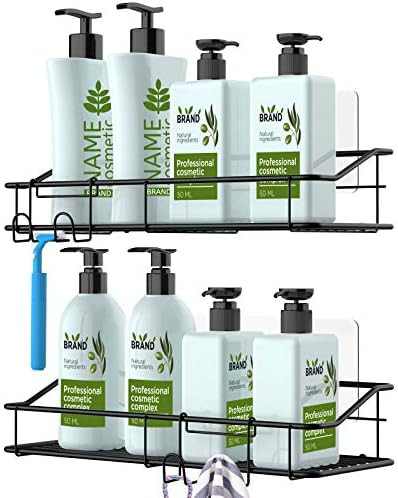 Nieifi Shower Caddy Shelf with Hooks Storage Rack Organizer Adhesive Stainless Steel without Dril... | Amazon (US)