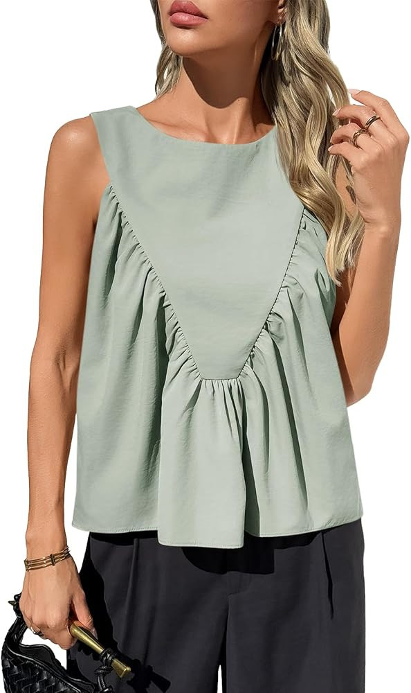 Cicy Bell Womens Peplum Babydoll Tank Tops Summer Sleeveless Flowy T Shirts | Amazon (US)