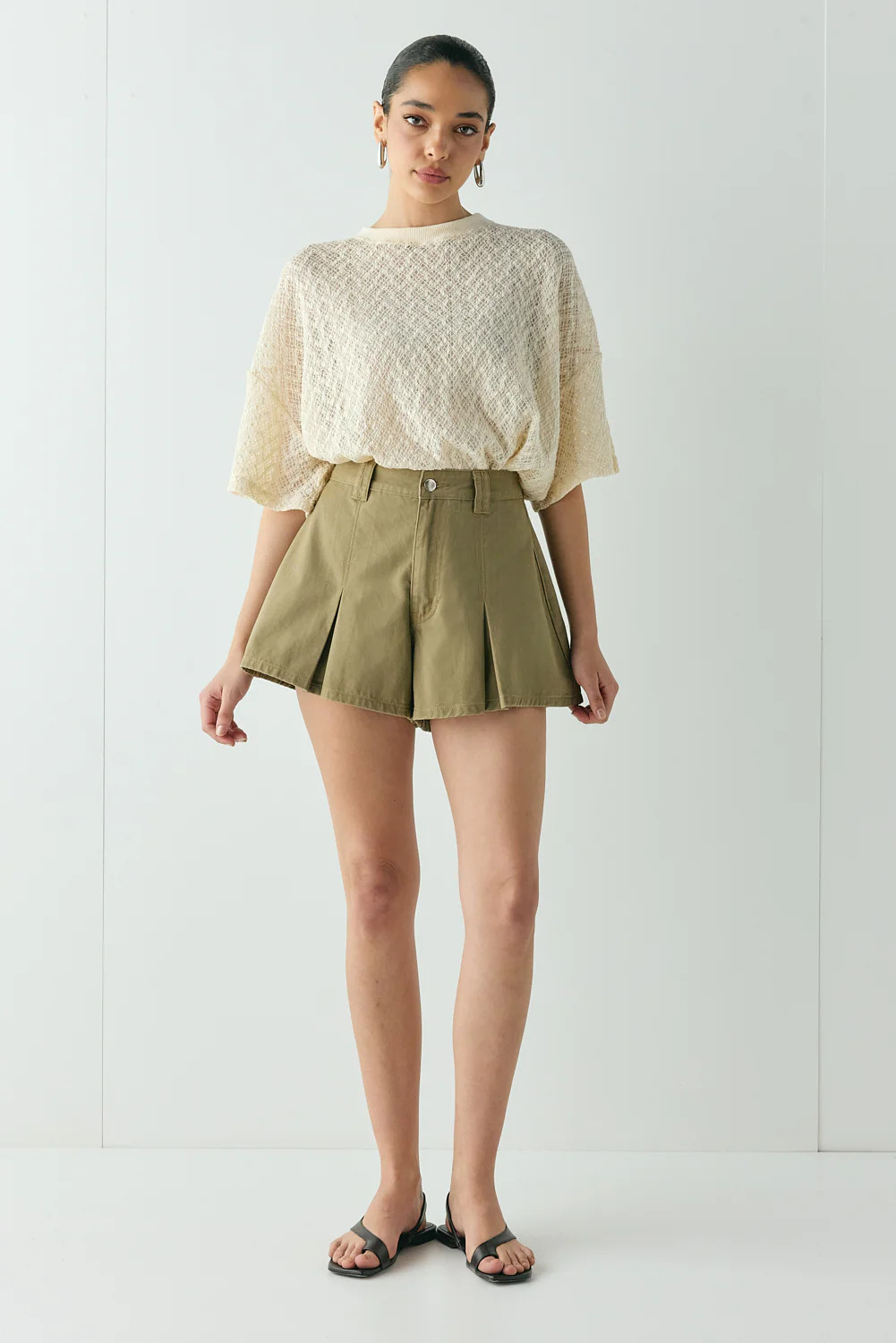 Abigail Denim Shorts Khaki | VRG Grl