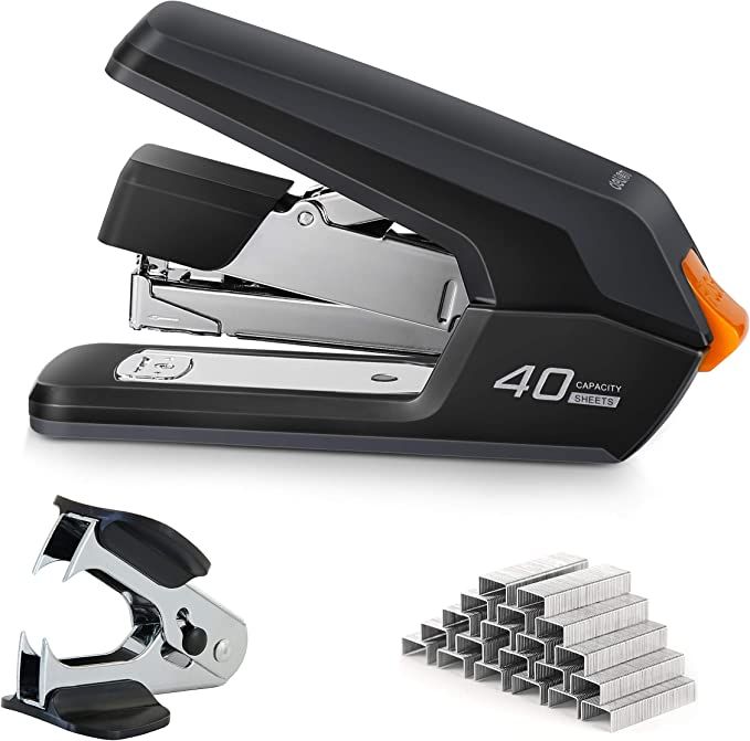 Deli Effortless Desktop Stapler, 40 Sheet Capacity, One Finger Touch Stapling, Easy to Load Ergon... | Amazon (US)