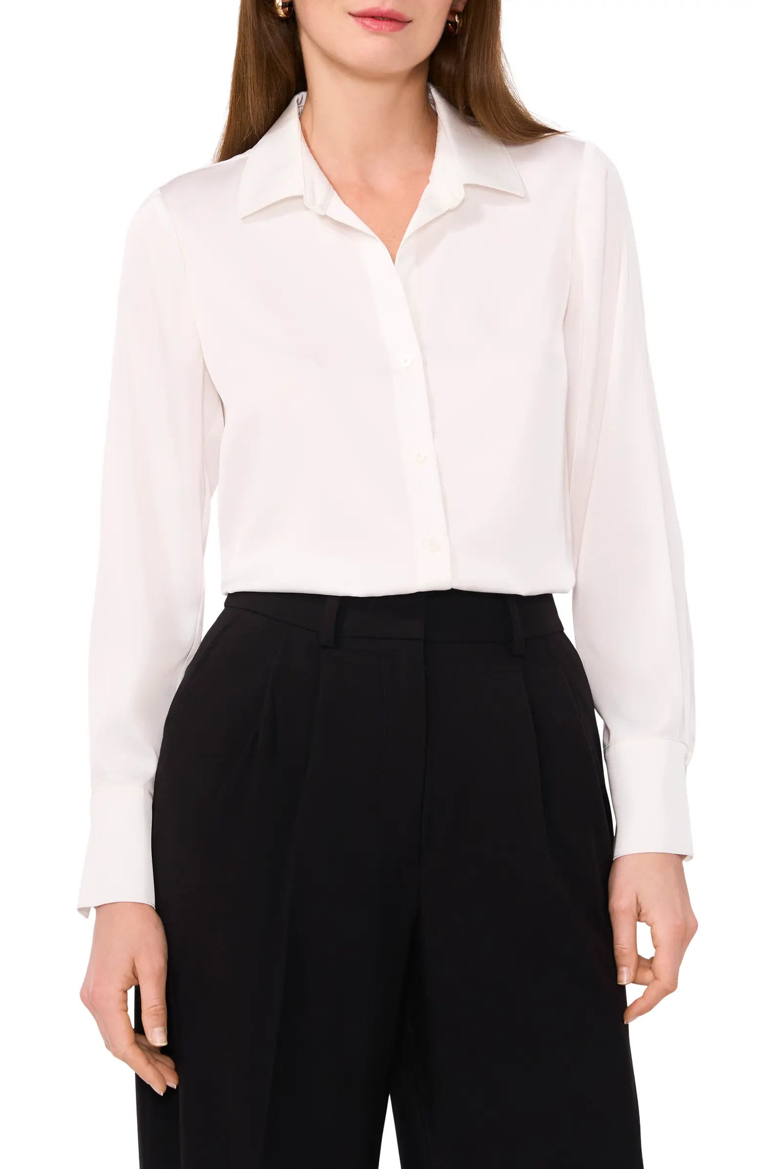 Halogen® Long Sleeve Satin Button-Up Shirt | Nordstrom | Nordstrom