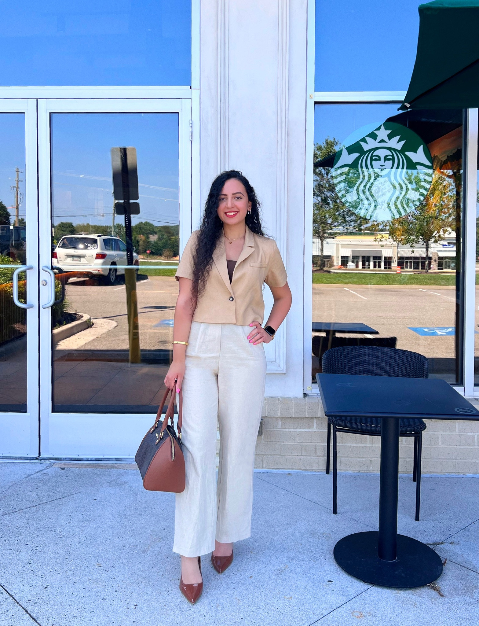 Brown shades 🤎
.
Blazer: @tjmaxx 
Bag: @calvinklein 
Heels: @stevemadden
Pants: @sheinofficial @shein_us 
.
Fashion | Beauty | Life | Makeup | Jewelry | Amazon fashion | Amazon storefront | LTK | Heels | Blazer | Wide leg pants | Neutrals | Brown | Beige | Caramel | Tan | Gold jewelry 

#LTKworkwear #LTKshoecrush #LTKSeasonal