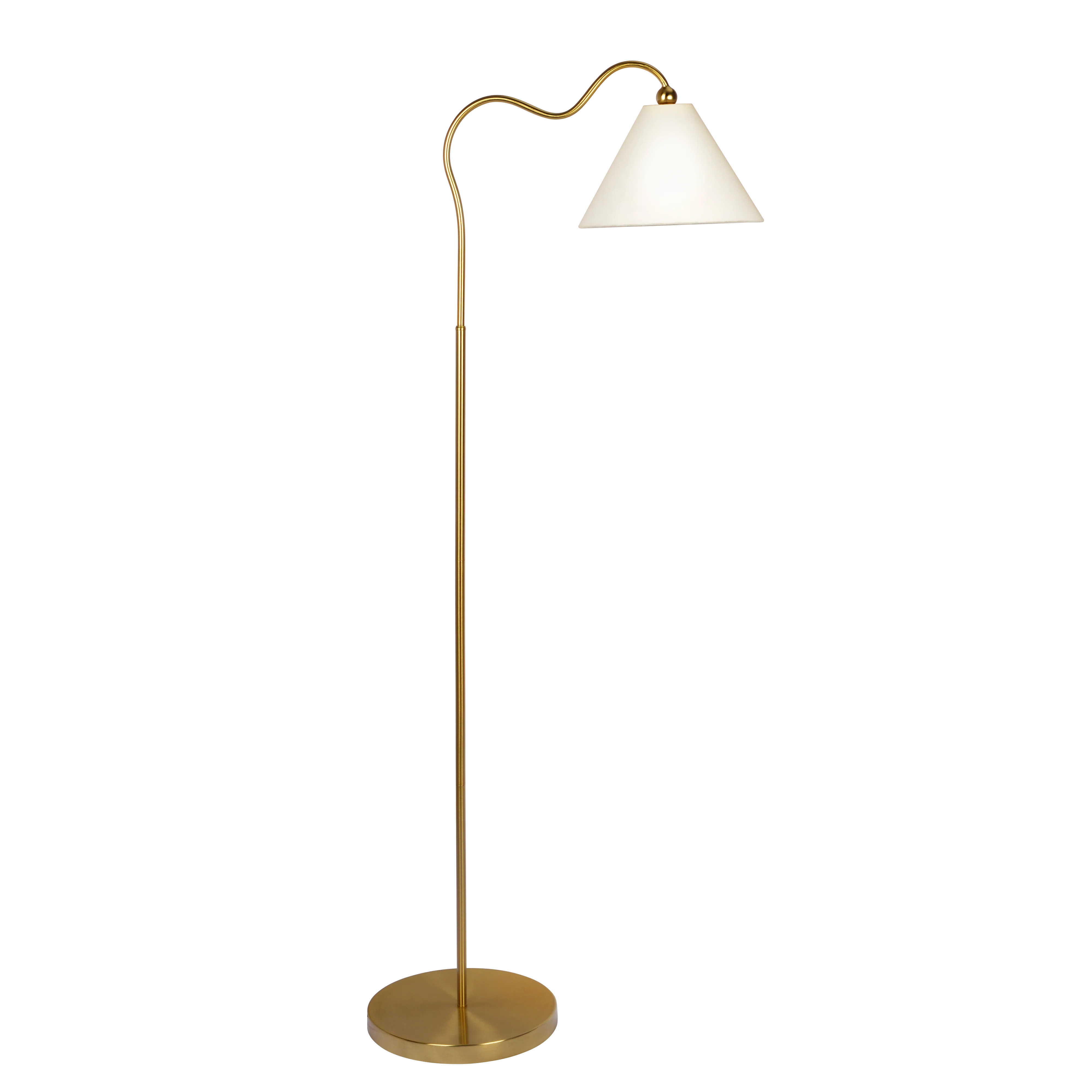 Mercer41 Stina 60" Brass Ring Base Curved Floor Lamp With Triangle White Empire Shade & Reviews |... | Wayfair North America