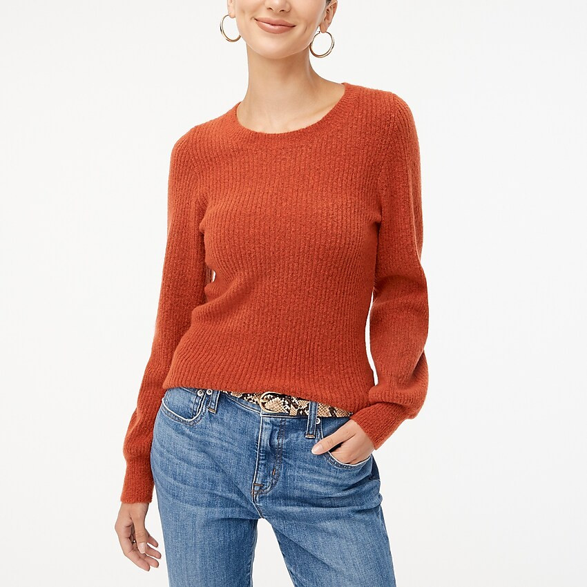 Ribbed puff-sleeve sweater in extra-soft yarn | J.Crew Factory