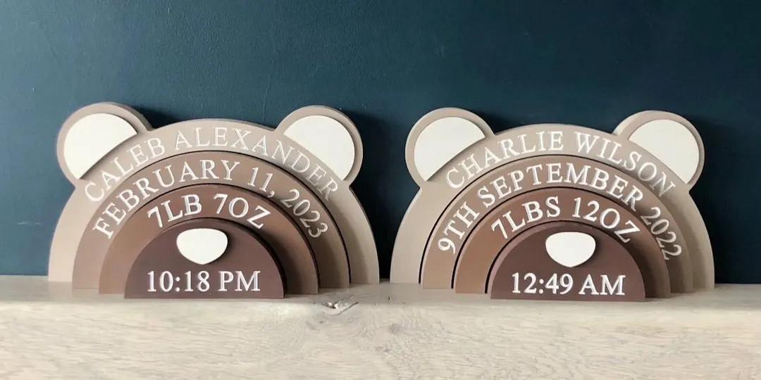 Personalised Wooden Bear Stacker, Engraved New Baby Gift, New Baby Keepsake, Engraved Wooden Rain... | Etsy (US)