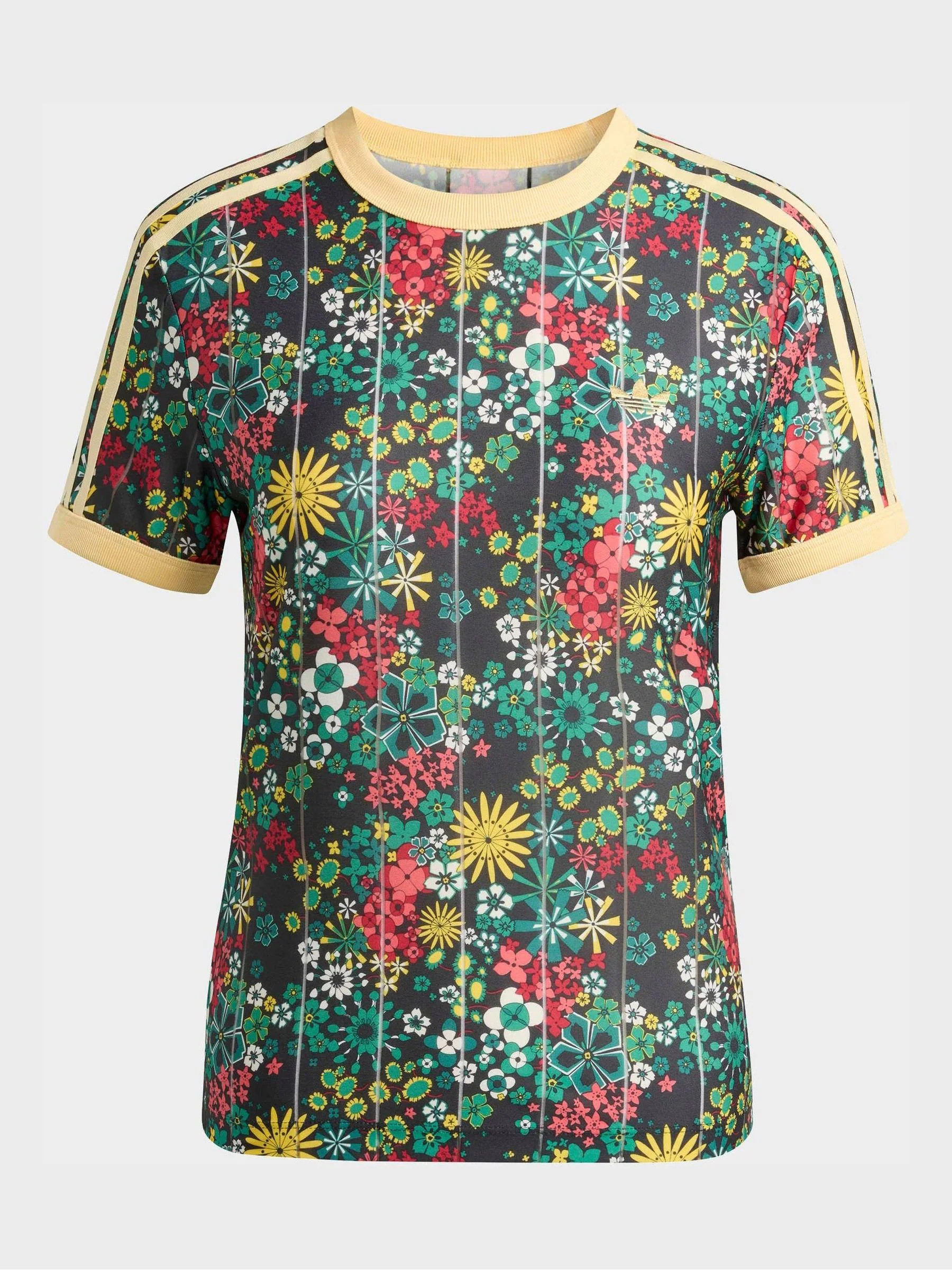 adidas originals adidas Originals Black x Liberty London 3-Stripe Slim T-Shirt | Next US