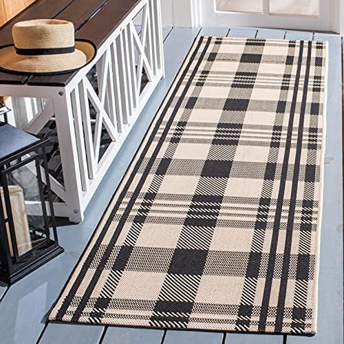 SAFAVIEH Courtyard Collection 2'3" x 6'7" Black/Bone CY6201 Plaid Indoor/ Outdoor Waterproof Easy... | Amazon (US)