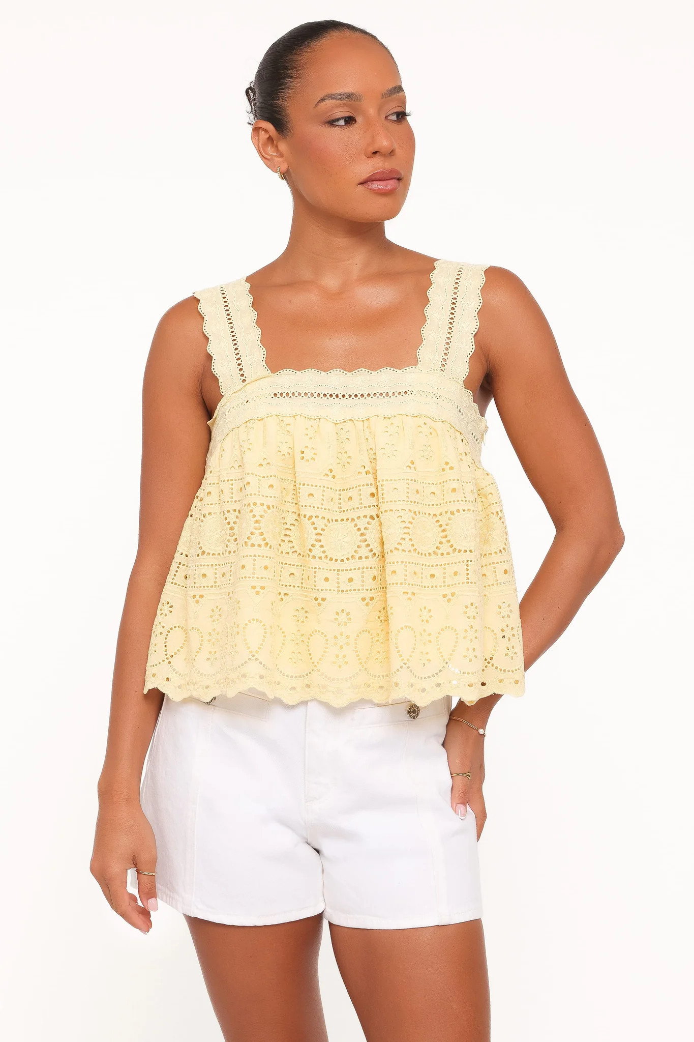 Aideen Eyelet Top - Pale Yellow | Petal & Pup (US)