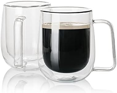 Sweese 423.101 Glass Coffee Espresso Cups - 10oz Double Wall Coffee Glasses Cups with Handle, Per... | Amazon (US)